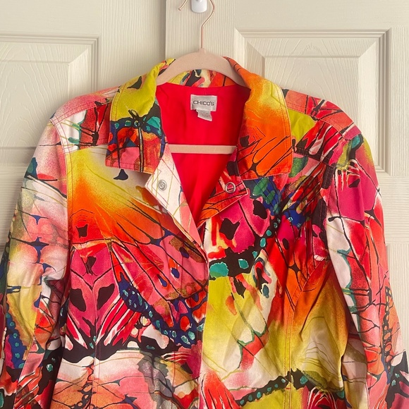 Vintage Chico's  women's butterfly Jacket blazer Size 2 multicolor.  #203 - Picture 2 of 14